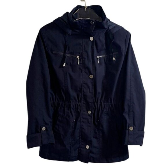 Mackintosh New England Navy Mid-Length Trench Coat SIZE-PETITE SMALL - Picture 1 of 8